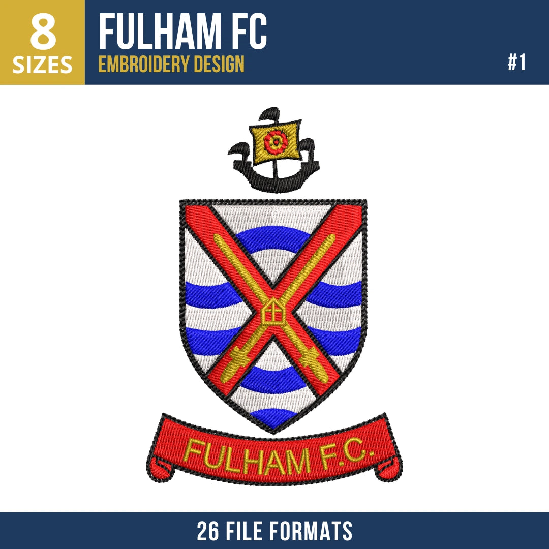Fulham FC Embroidery Design Bundle – 4 Premier League Designs, 26 Formats