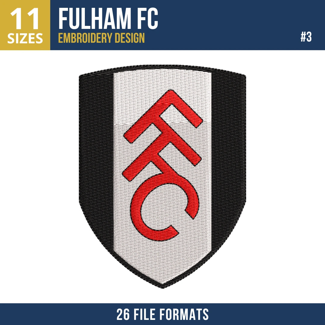 Fulham FC Embroidery Design Bundle – 4 Premier League Designs, 26 Formats