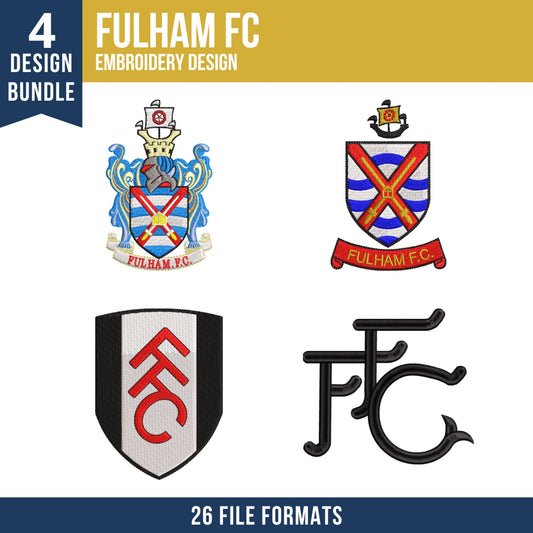 Fulham FC Embroidery Design Bundle – 4 Premier League Designs, 26 Formats