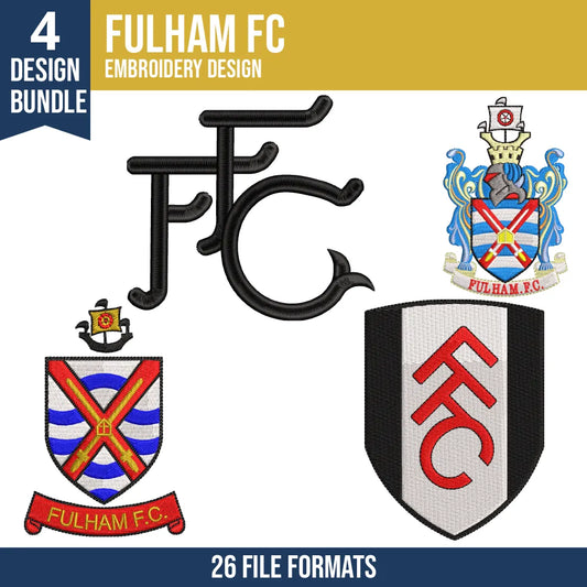 Fulham FC Embroidery Design Bundle – 4 Premier League Designs, 26 Formats