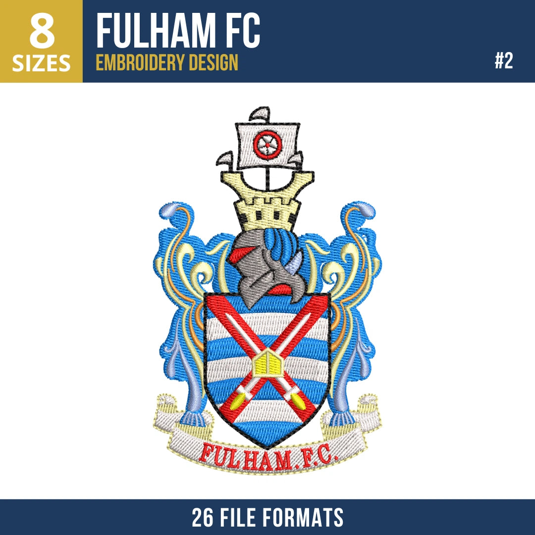 Fulham FC Embroidery Design Bundle – 4 Premier League Designs, 26 Formats
