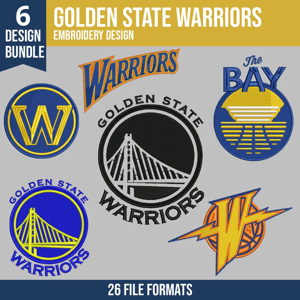 Golden State Warriors Embroidery Design Bundle | 6 Designs
