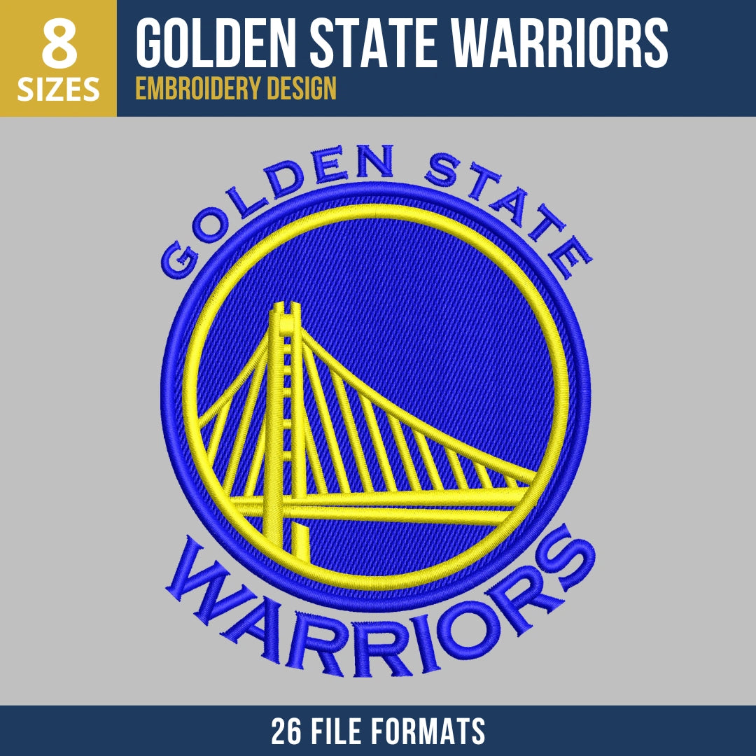 Golden State Warriors Circle Badge Basketball Embroidery Design