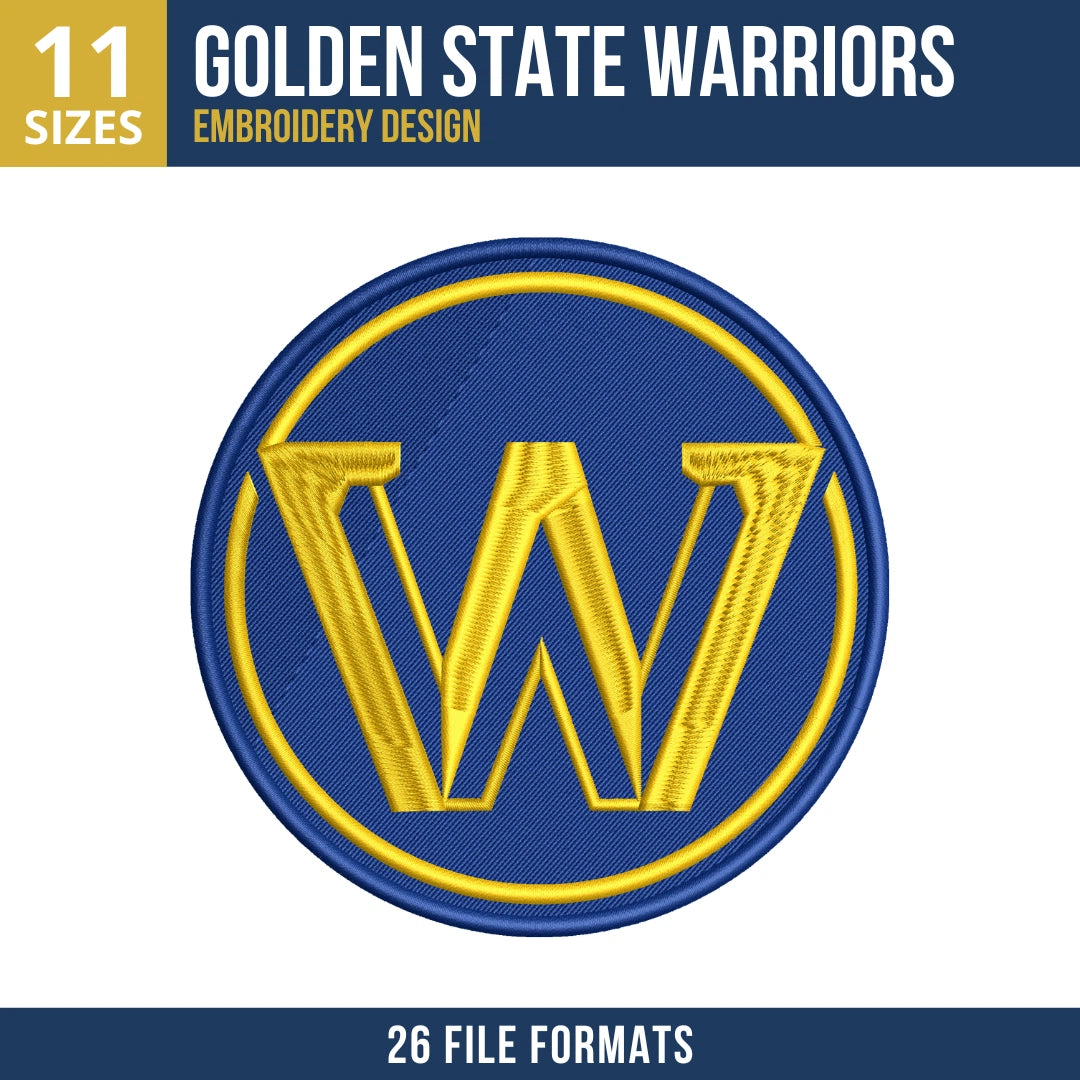 Golden State Warriors W Monogram Embroidery Design