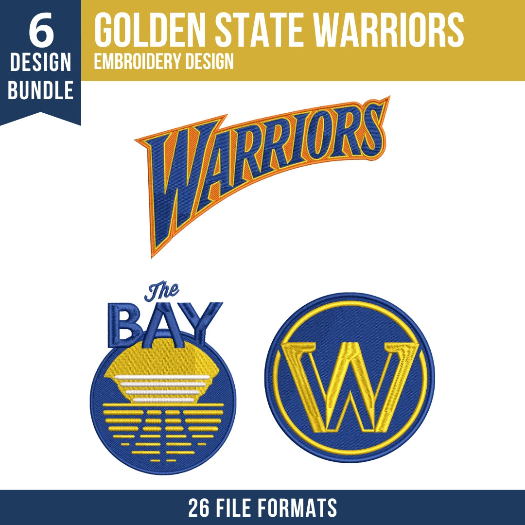 Golden State Warriors Embroidery Design Bundle | 6 Designs