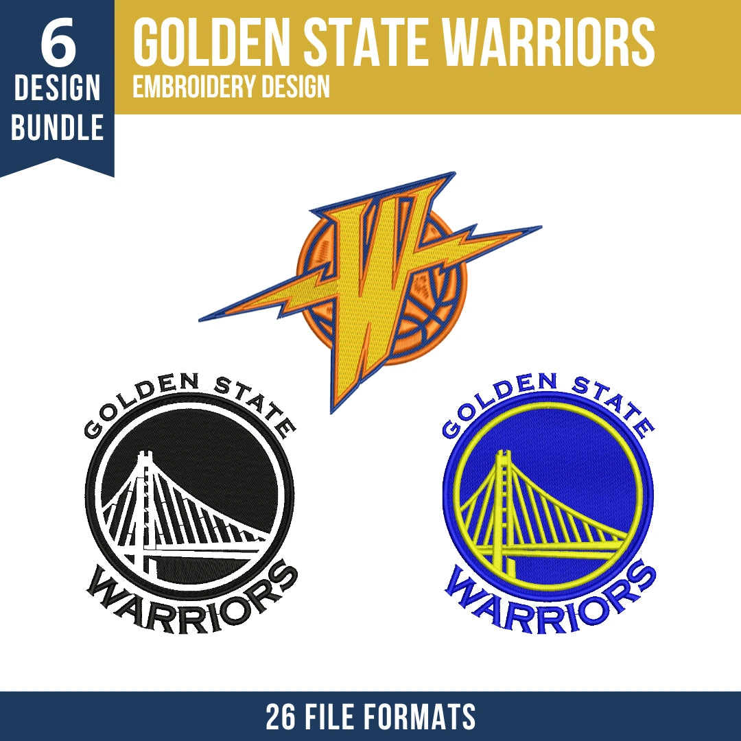 Golden State Warriors Embroidery Design Bundle | 6 Designs