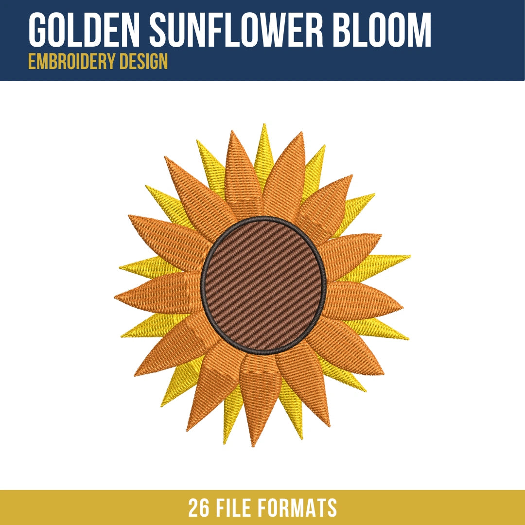Golden Sunflower Bloom Embroidery Design 