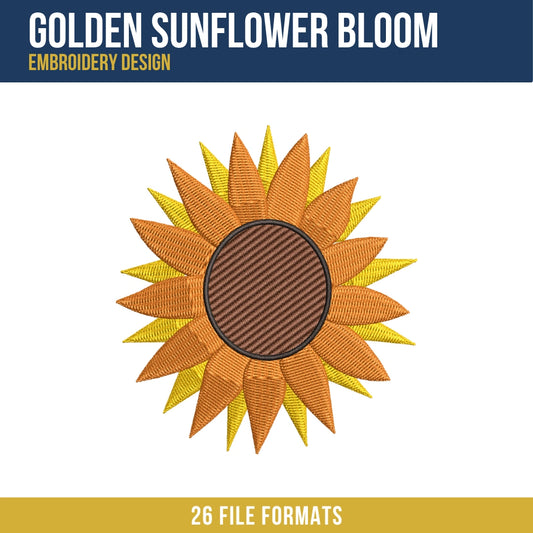 Golden Sunflower Bloom Embroidery Design 