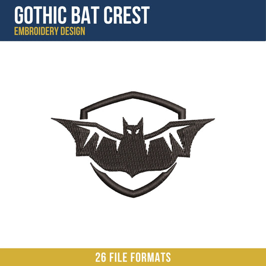 Gothic Bat Crest Embroidery Design