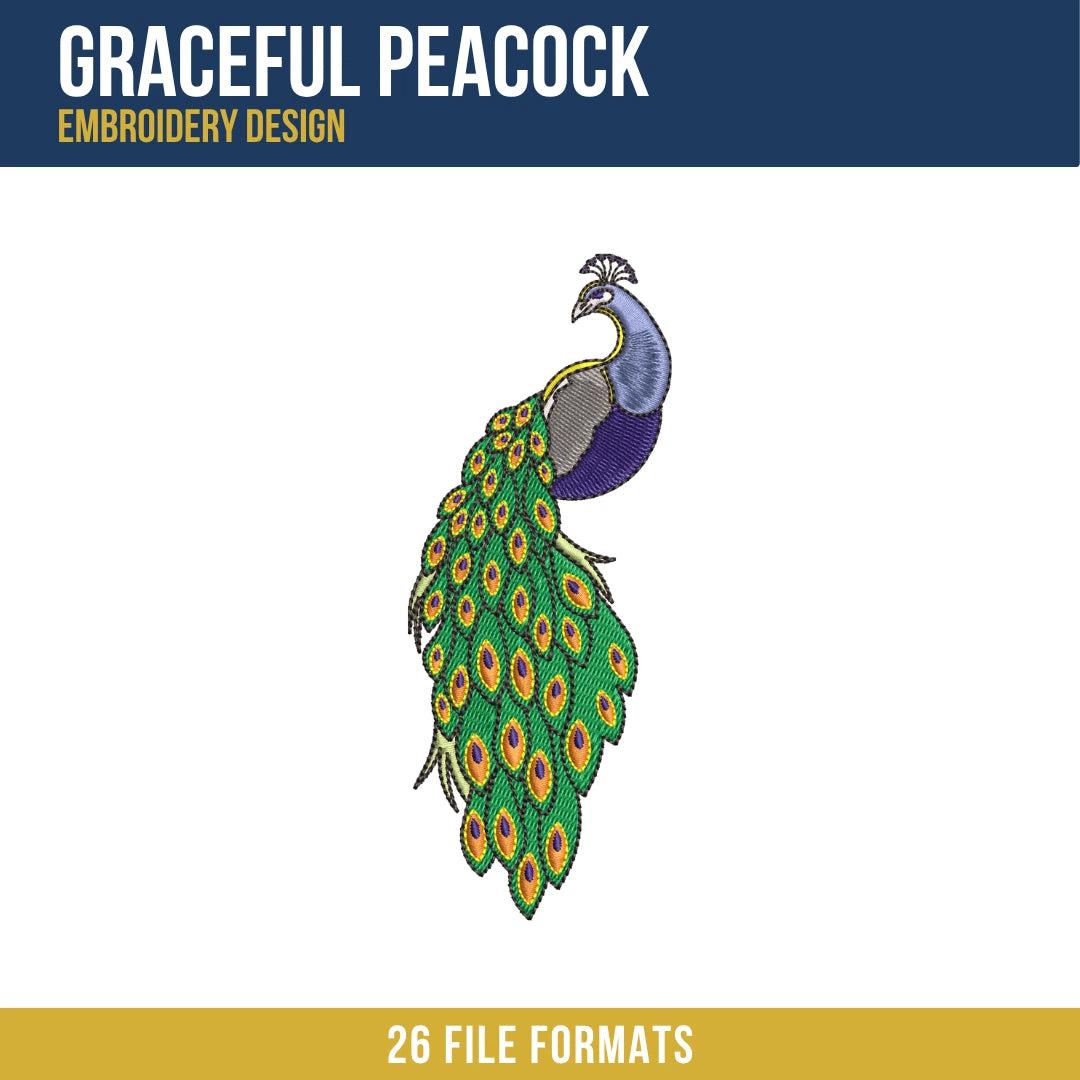 Graceful Peacock Embroidery Design