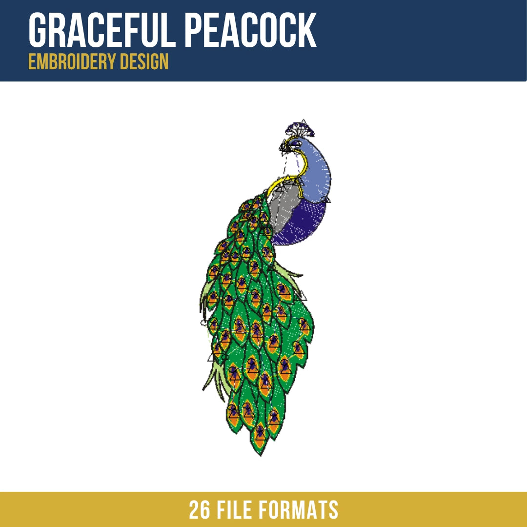 Graceful Peacock Embroidery Design