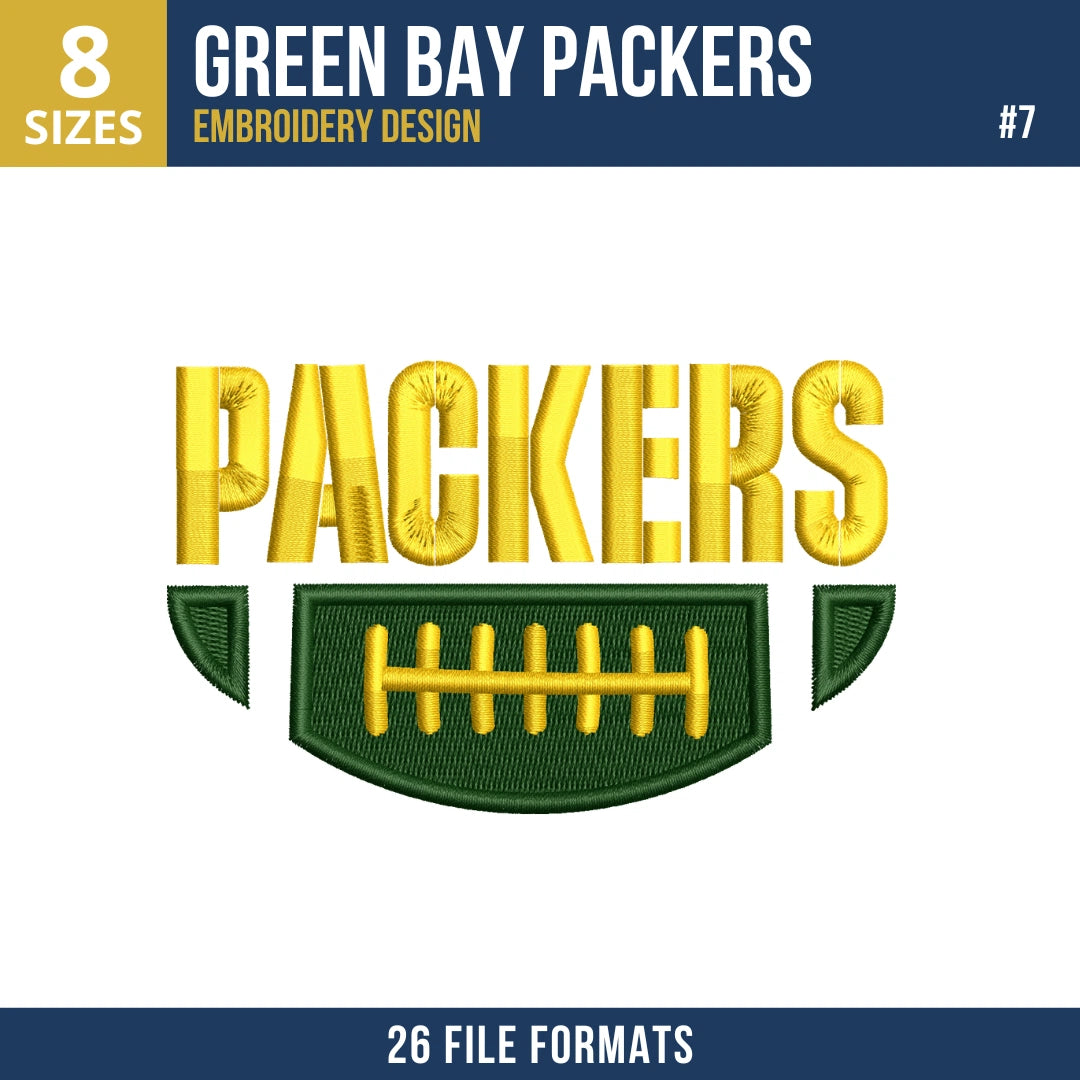 Green Bay Packers Embroidery Bundle 8 Designs