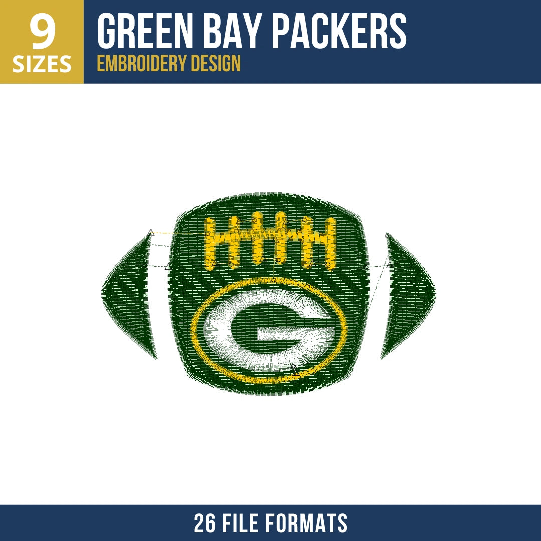 Green Bay Packers Football Badge G Logo Embroidery Design