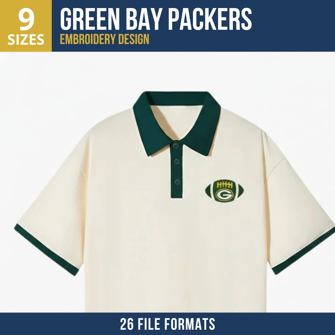 Green Bay Packers Football Badge G Logo Embroidery Design