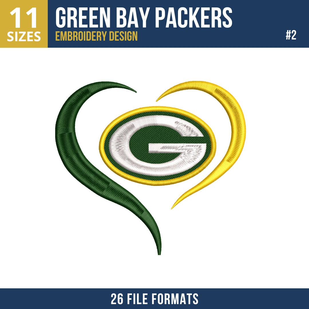 Green Bay Packers Embroidery Bundle 8 Designs