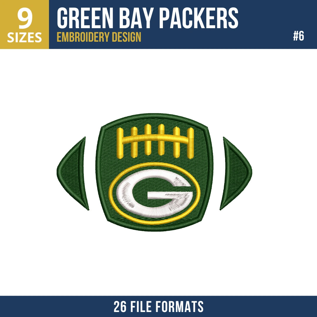 Green Bay Packers Embroidery Bundle 8 Designs