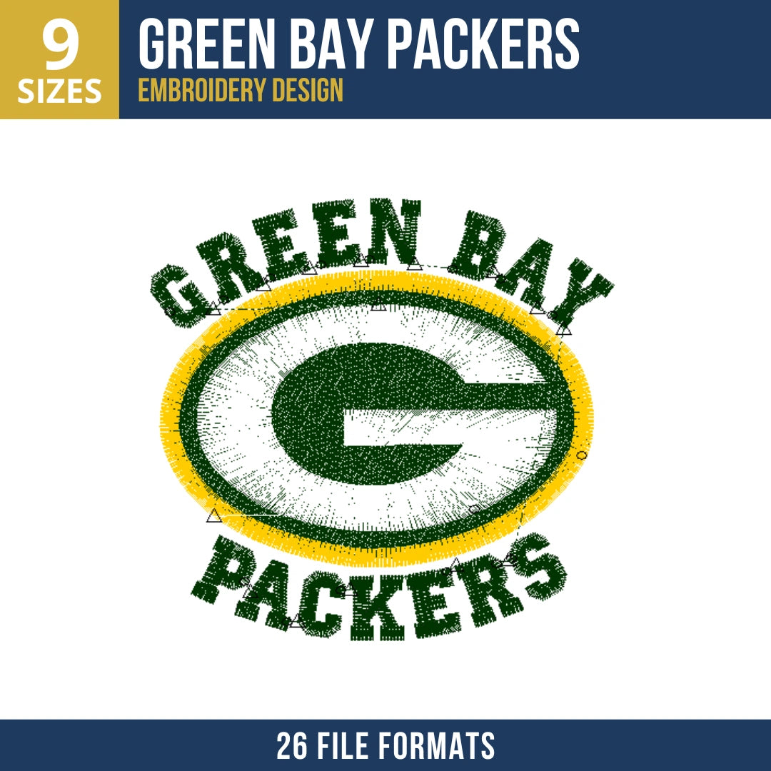 Green Bay Packers G Oval Circle Wordmark Embroidery Design