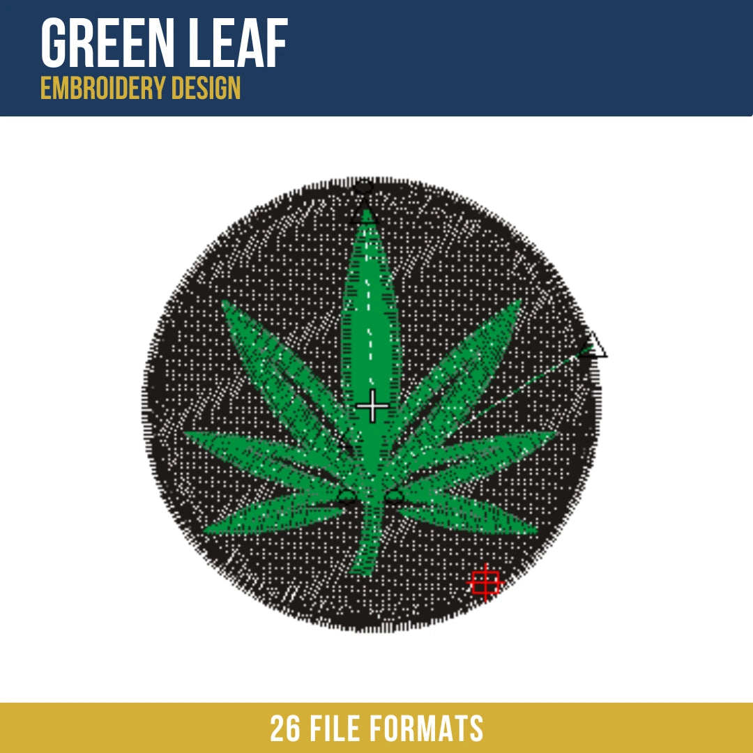 Green Leaf Embroidery Design
