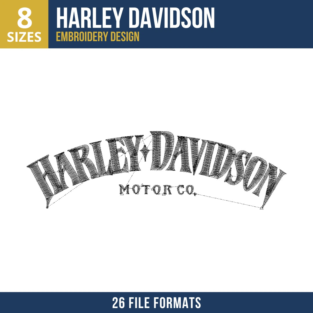 Harley-Davidson Vintage Motor Co Wordmark Embroidery Design