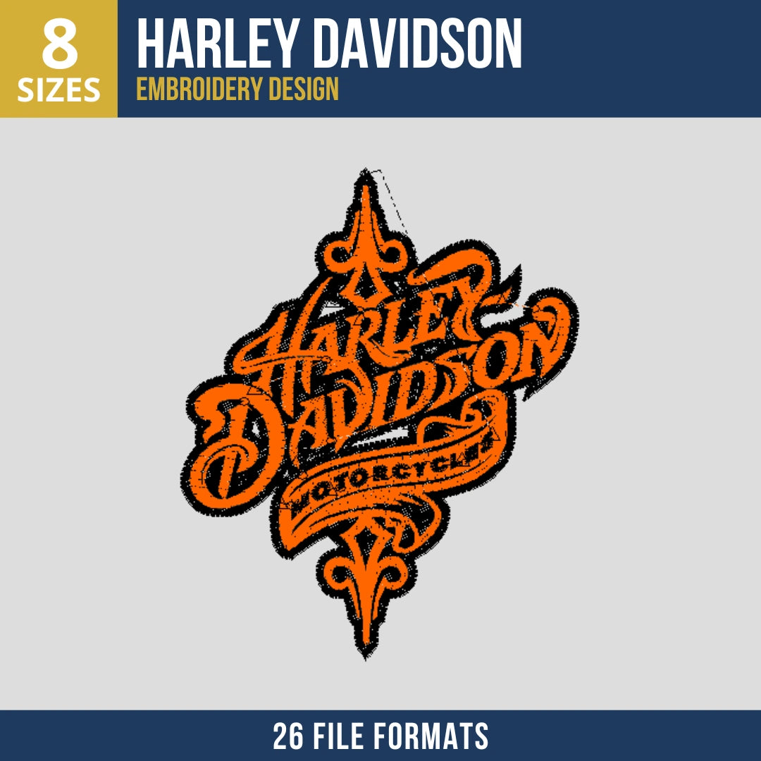 Harley-Davidson Diamond Badge Embroidery Design