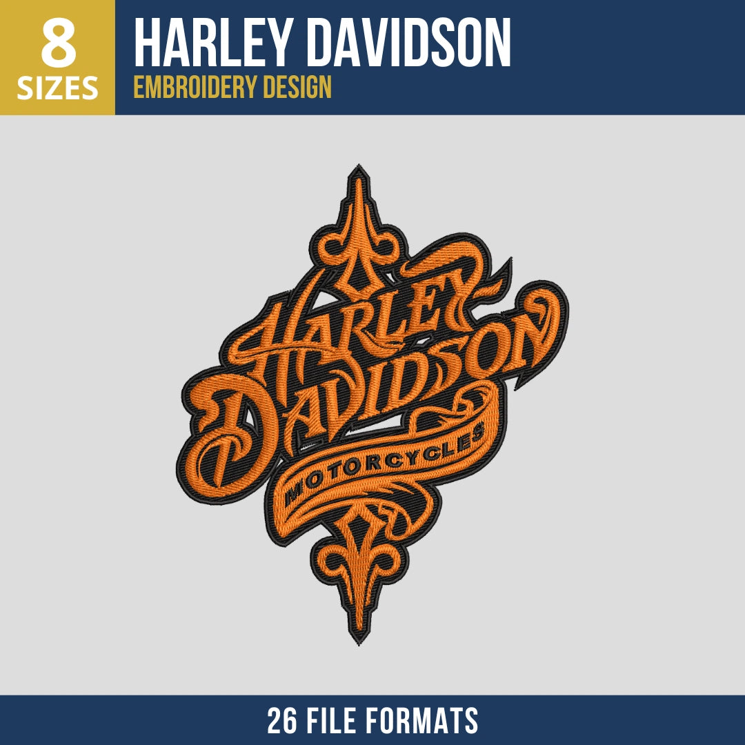 Harley-Davidson Diamond Badge Embroidery Design