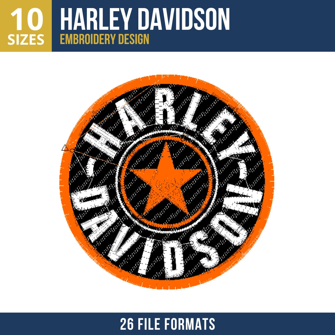 Harley-Davidson Star Circle Badge Embroidery Design