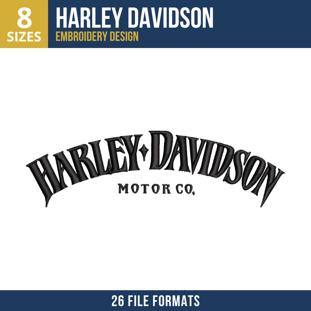 Harley-Davidson Vintage Motor Co Wordmark Embroidery Design
