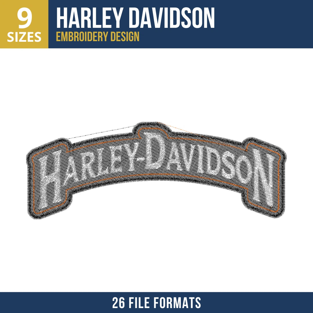 Harley-Davidson Arch Banner Wordmark Embroidery Design