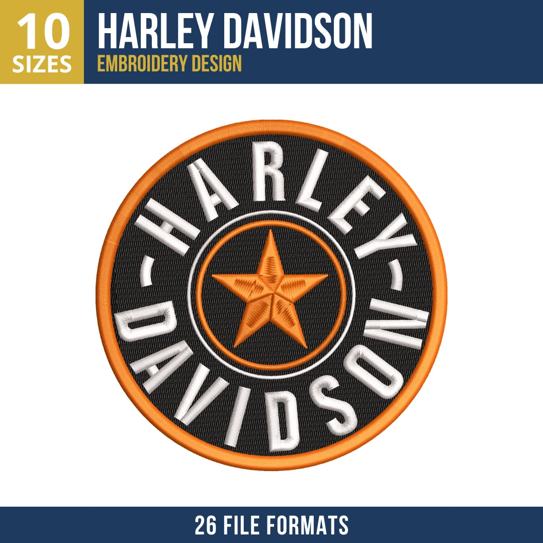 Harley-Davidson Star Circle Badge Embroidery Design