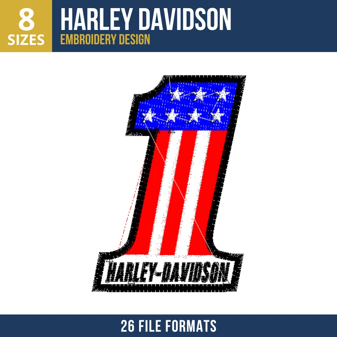 Harley-Davidson Number One Patch Embroidery Design