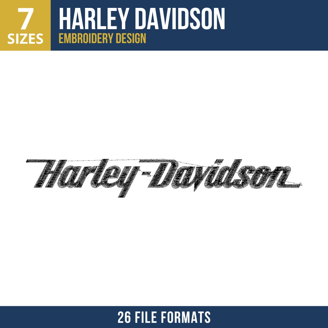 Harley-Davidson Cursive Wordmark Embroidery Design