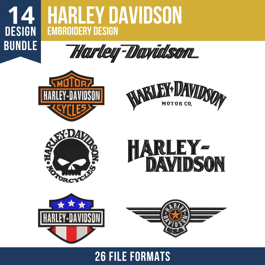 Harley-Davidson Embroidery Design Bundle