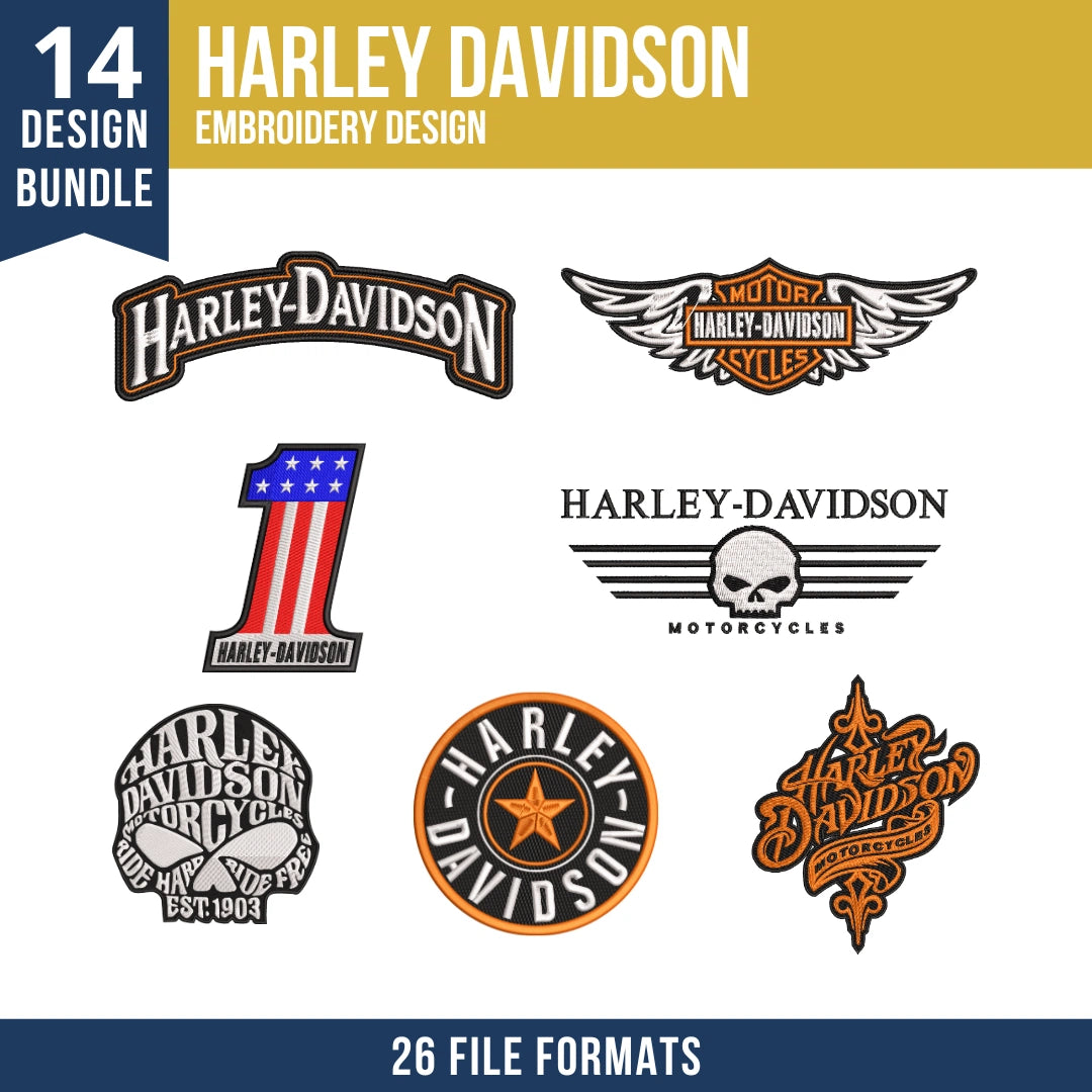 Harley-Davidson Embroidery Design Bundle