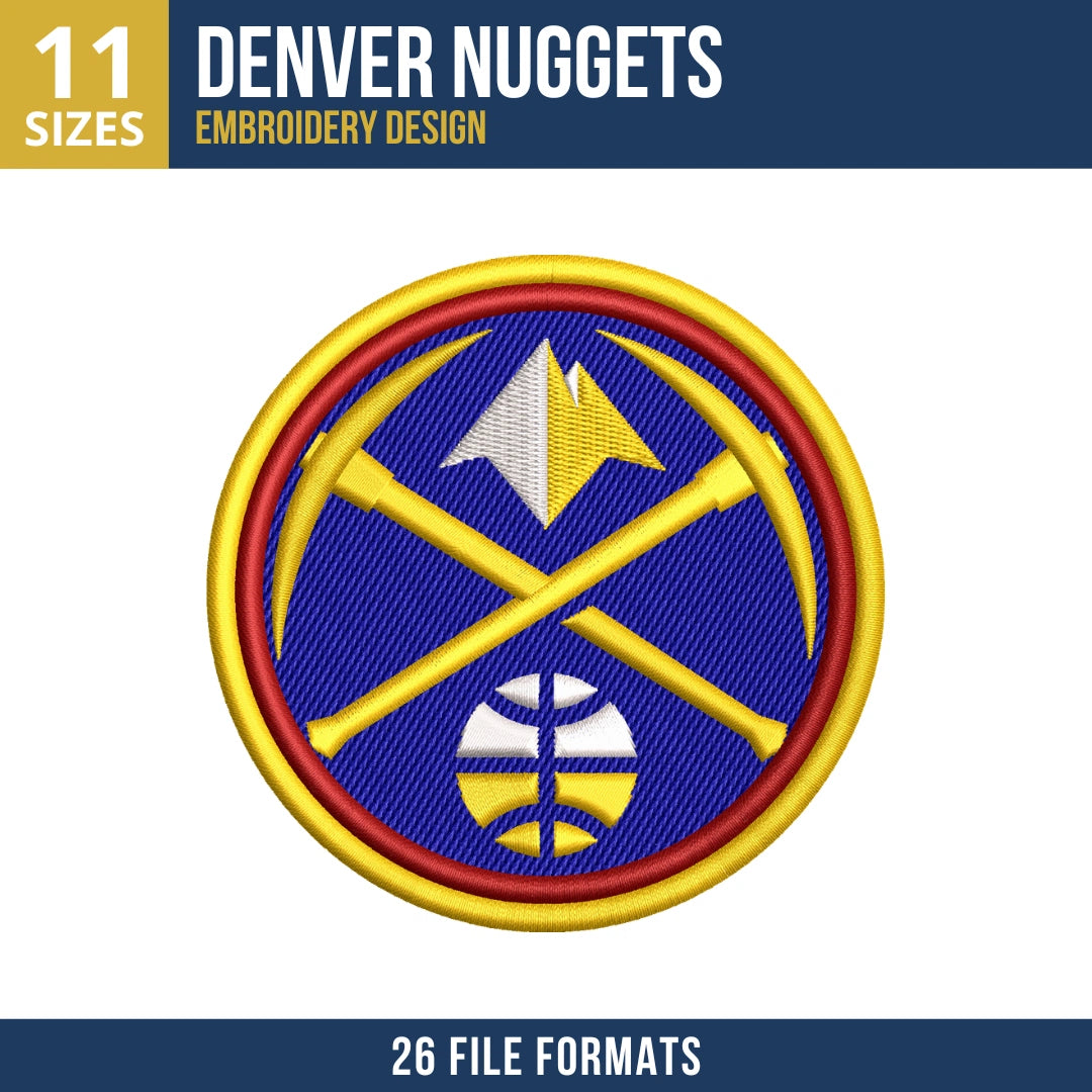 Denver Nuggets Pickaxe Circle Badge Basketball Embroidery Design