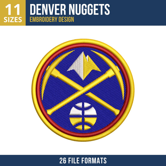Denver Nuggets Pickaxe Circle Badge Basketball Embroidery Design