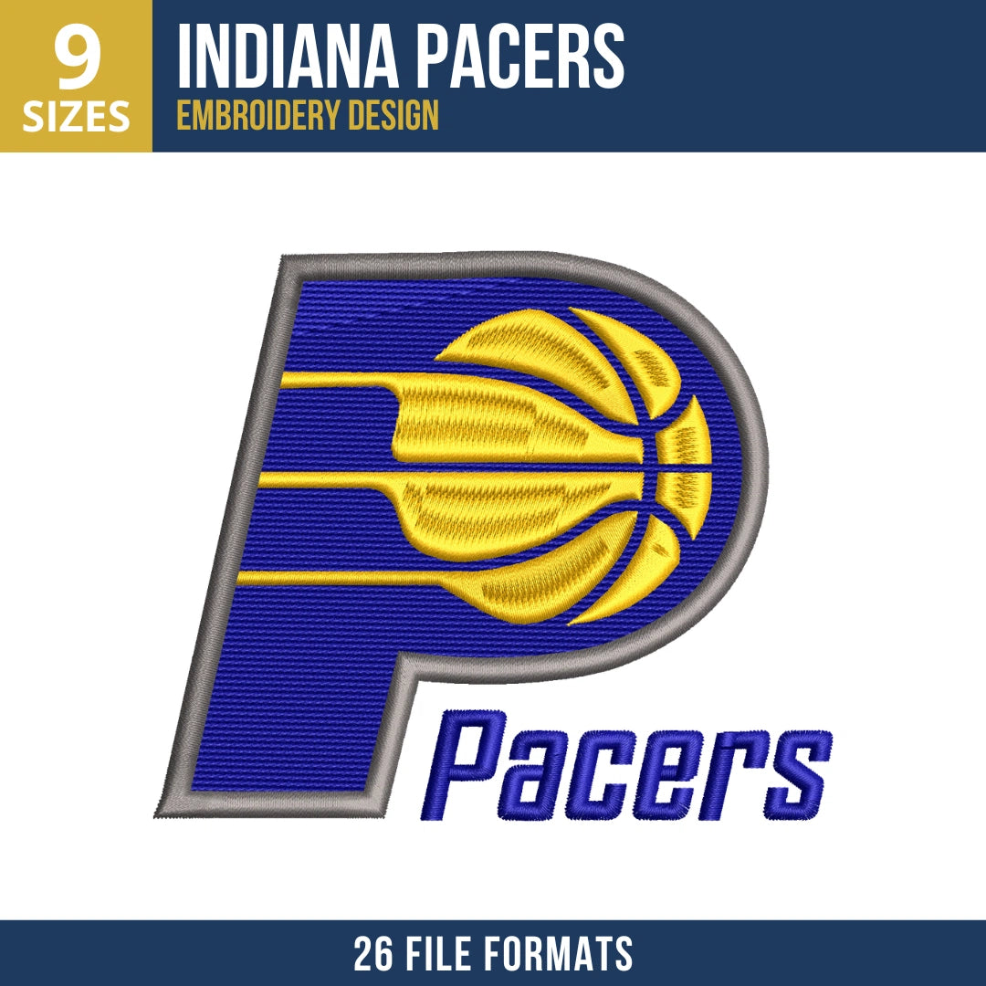 Indiana Pacers P Logo Basketball Embroidery Design