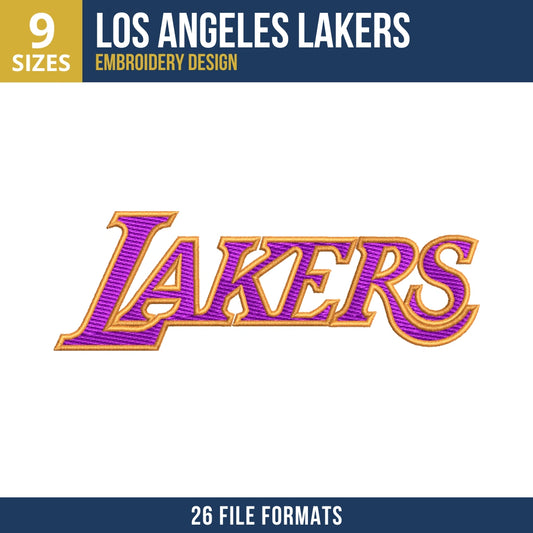 Los Angeles Lakers Wordmark Basketball Embroidery Design