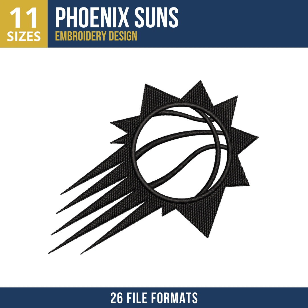 Phoenix Suns Sunburst Outline Basketball Embroidery Design