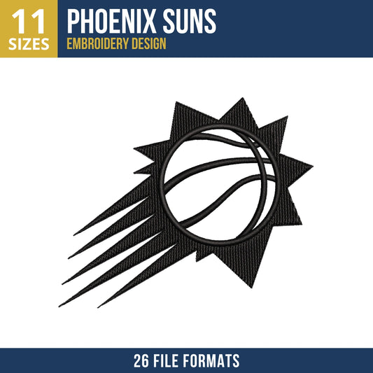 Phoenix Suns Sunburst Outline Basketball Embroidery Design