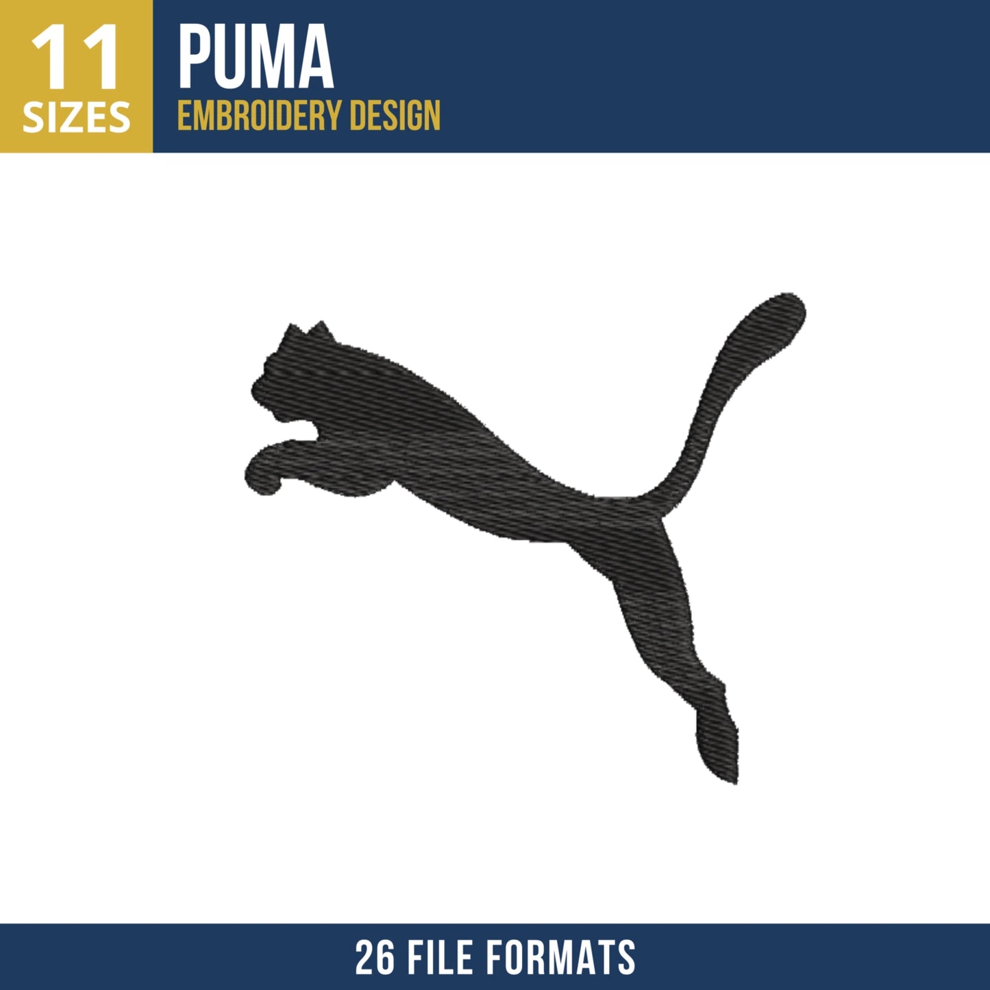Puma Leaping Cat Embroidery Design