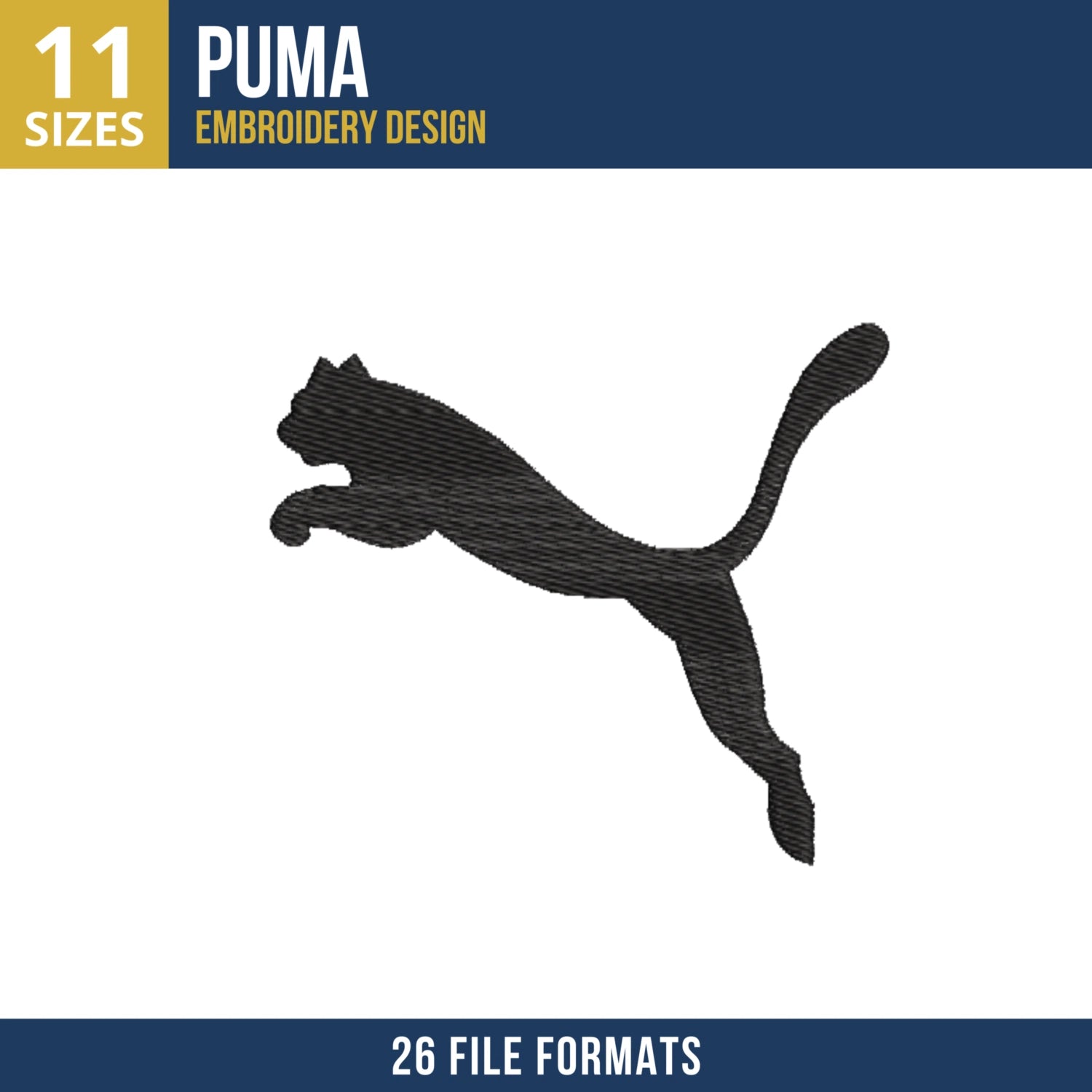 Puma Leaping Cat Embroidery Design