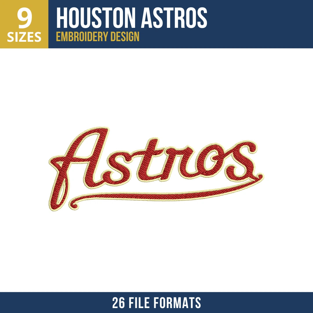Houston Astros Throwback Script Embroidery Design