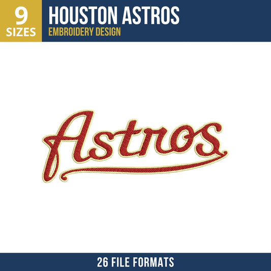 Houston Astros Throwback Script Embroidery Design