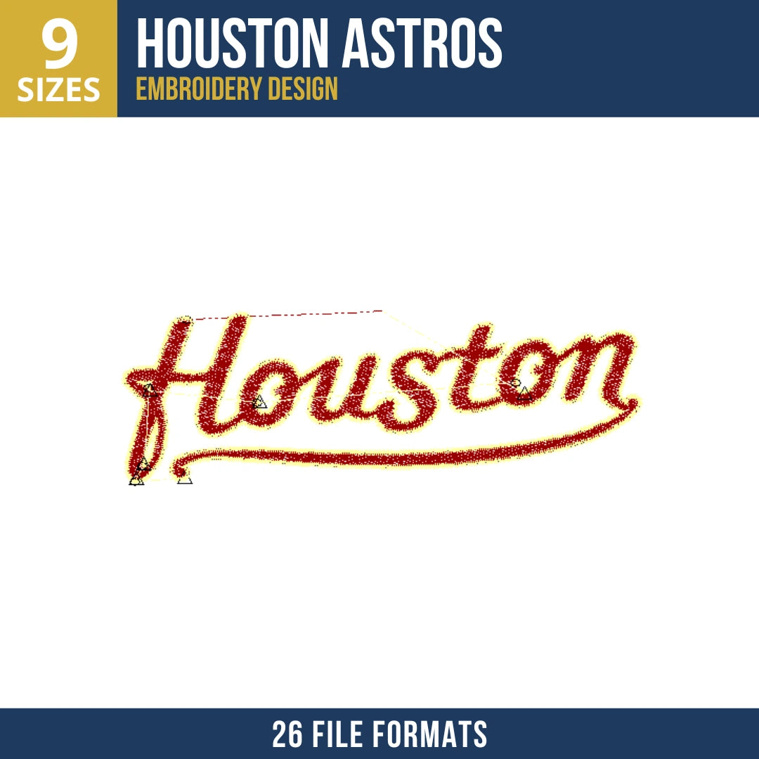 Houston Astros Houston Throwback Script Embroidery Design