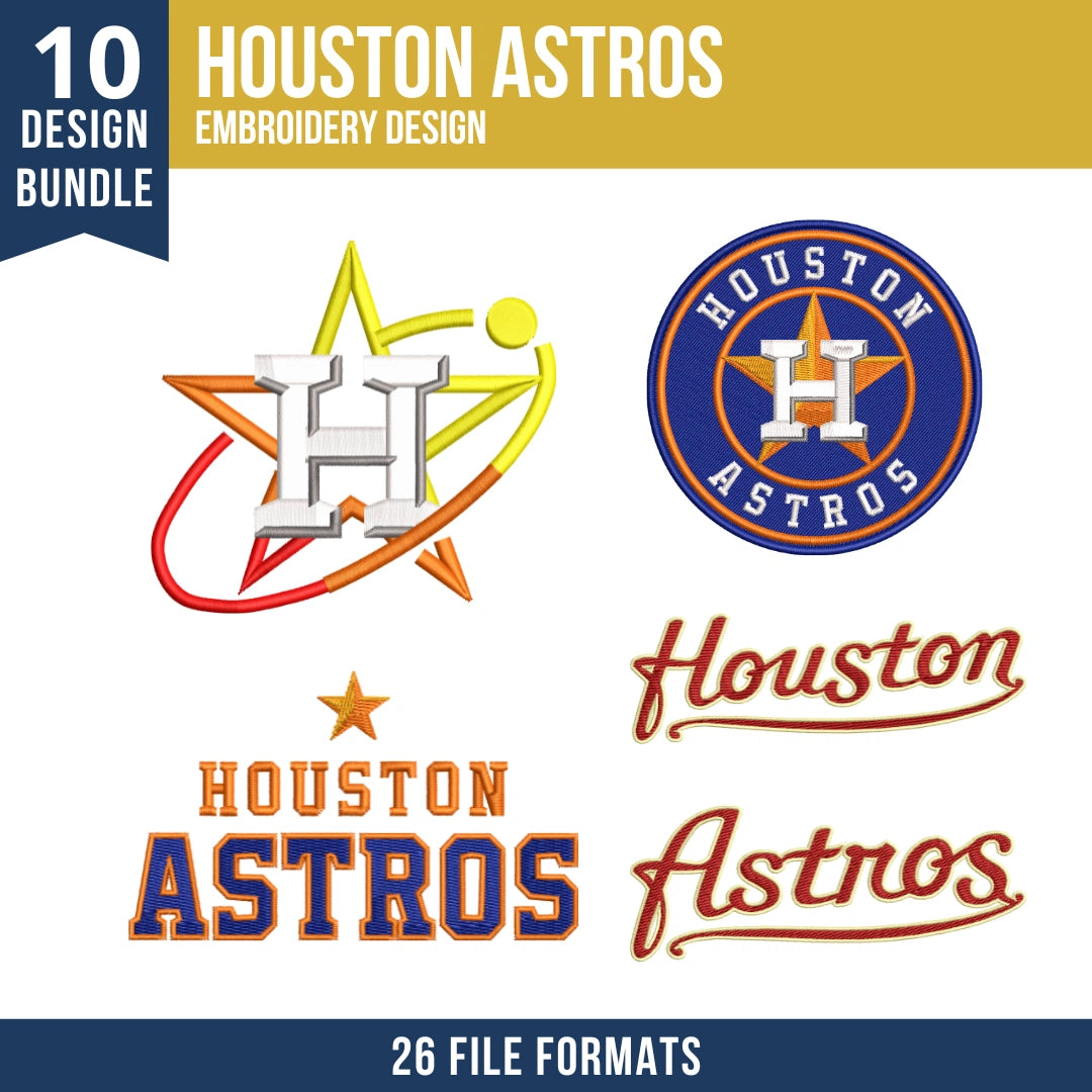 Houston Astros Embroidery Bundle | 10 MLB Designs
