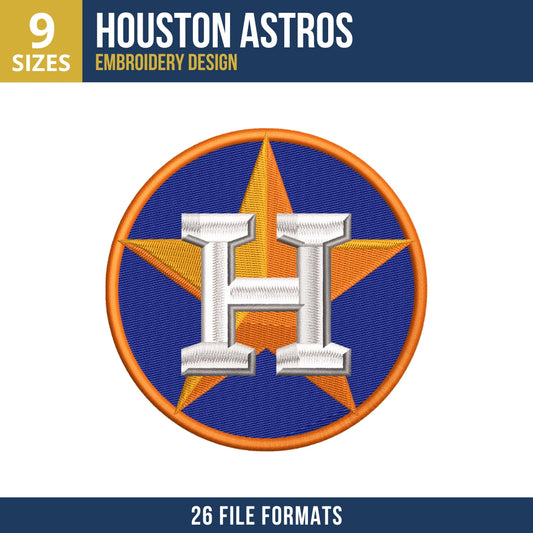 Houston Astros H Star Badge Embroidery Design