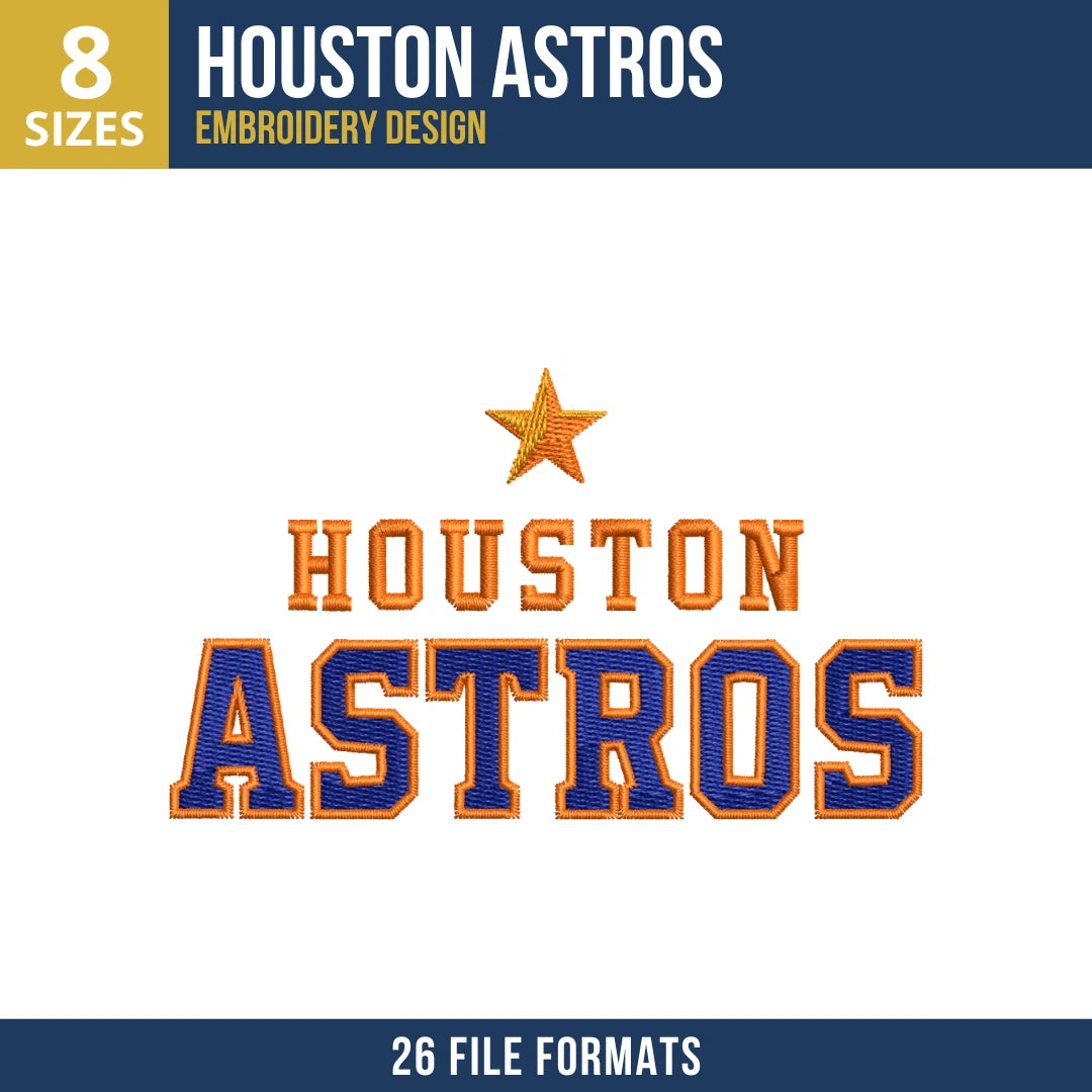 Houston Astros Stacked Wordmark Embroidery Design
