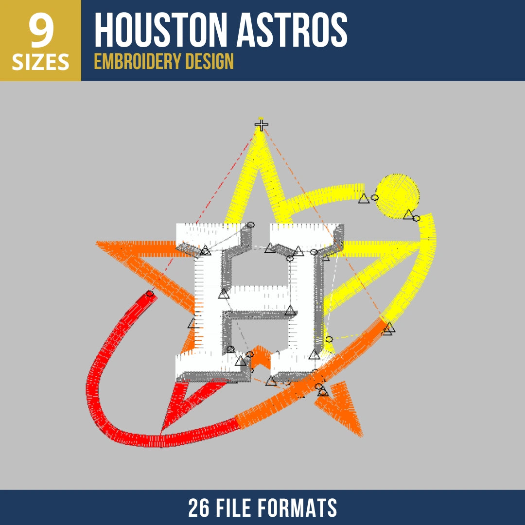 Houston Astros H Star Orbit Logo Embroidery Design