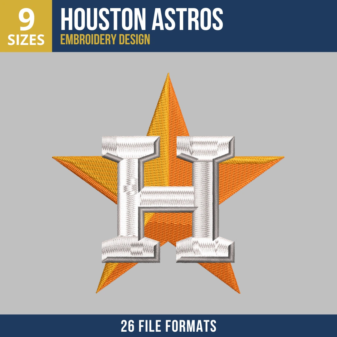 Houston Astros H Star Standalone Embroidery Design