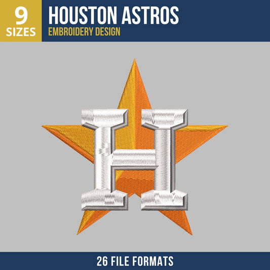 Houston Astros H Star Standalone Embroidery Design